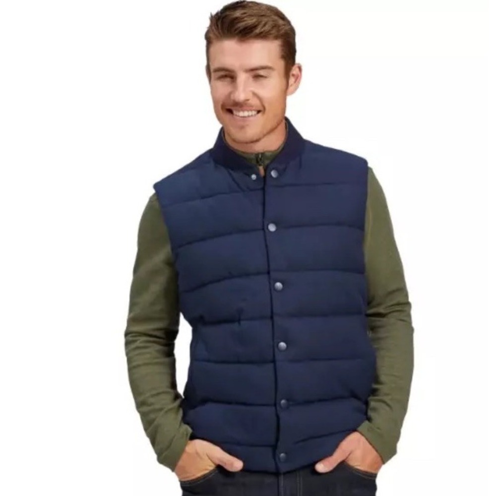MIZZEN + MAIN York Blue Puffer Quilted Golf Vest York Jacket‎ Size Large